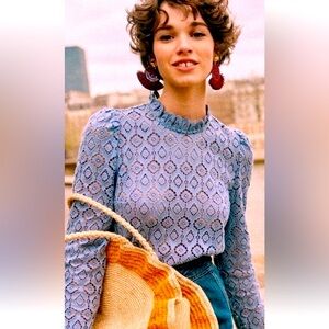 Sézane Eglantine Blouse in vintage blue